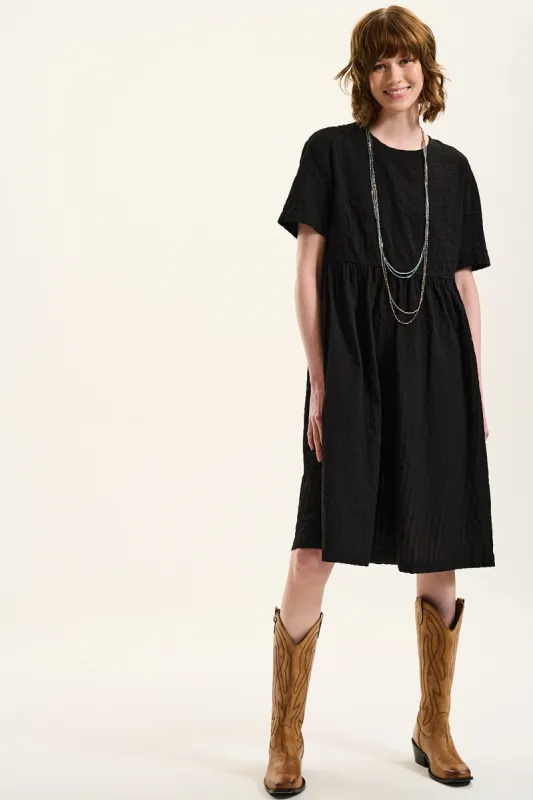 Mia - Cotton Dress in Black sold by Lucy & Yak