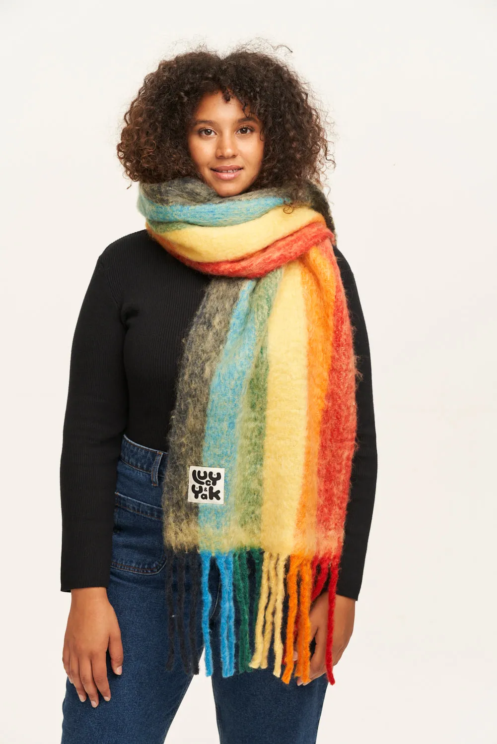 Rowan - Super Soft Scarf in Rainbow Print sold by Lucy & Yak product image thumbnail 2