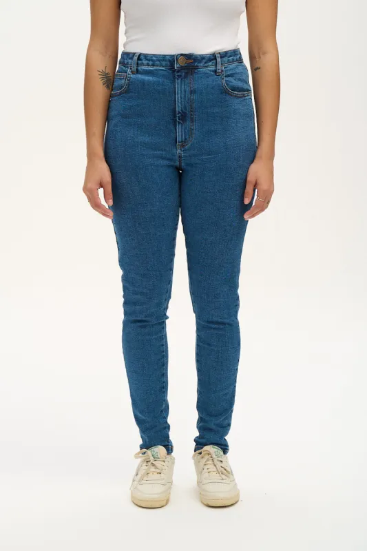 Soho - Skinny Fit Denim Jeans in Mid Wash Blue sold by Lucy & Yak