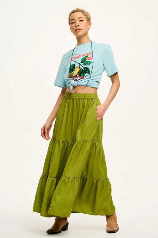 Brie Maxi Skirt: TENCEL™ Lyocell - Guacamole Green sold by Lucy & Yak