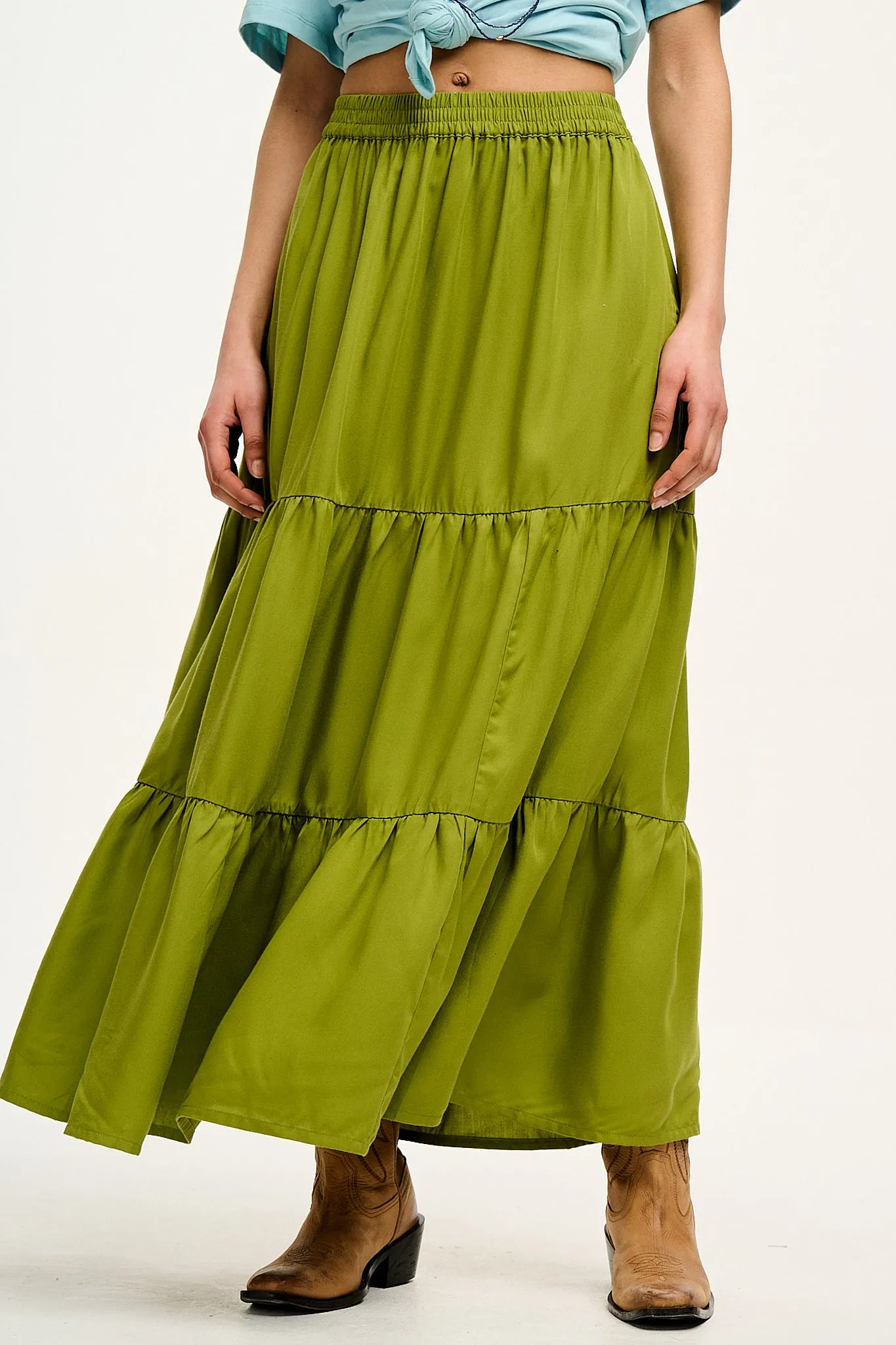 Brie Maxi Skirt: TENCEL™ Lyocell - Guacamole Green sold by Lucy & Yak product image thumbnail 3