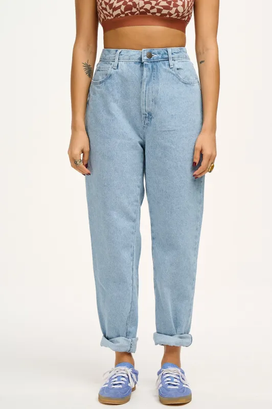 Dana - Mom Denim Jeans in Light Wash Blue sold by Lucy & Yak