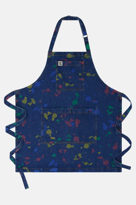 Ada - Denim Apron in Art Attack Print sold by Lucy & Yak