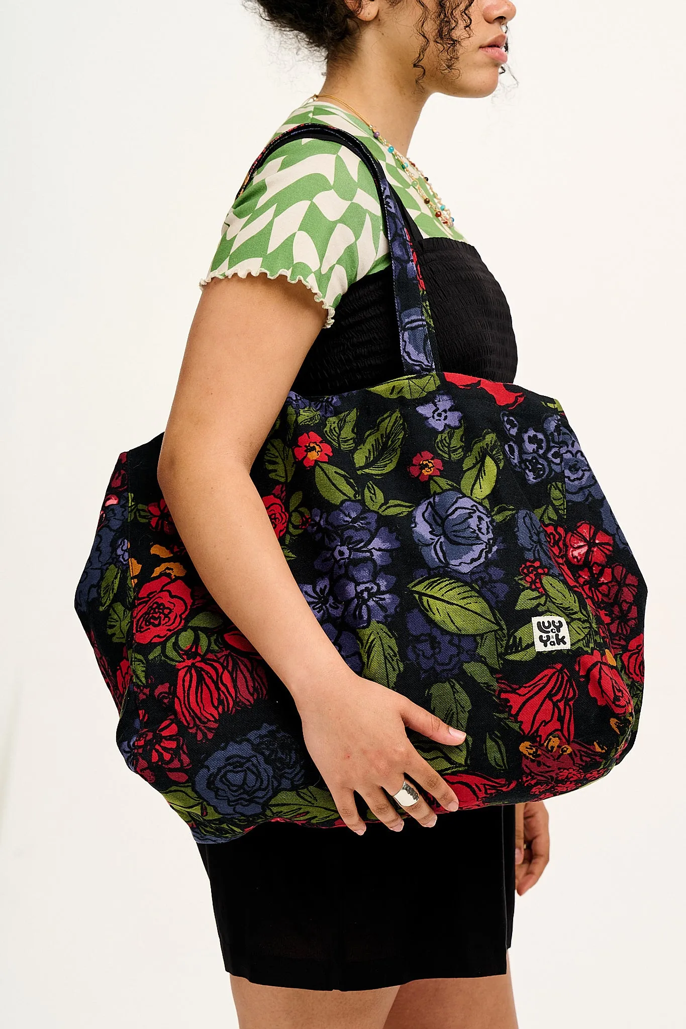 Fleur tote（lesson） Dot White x Black | elu