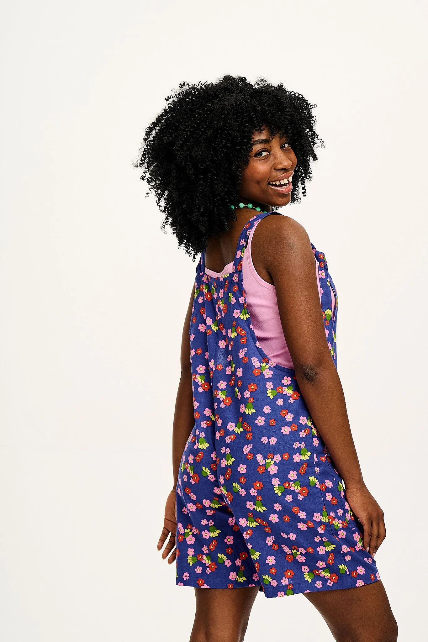 Original - Cotton & Linen Dungaree Shorts in Clover Print sold by Lucy & Yak product image thumbnail 5