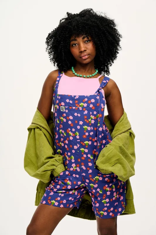Original - Cotton & Linen Dungaree Shorts in Clover Print sold by Lucy & Yak