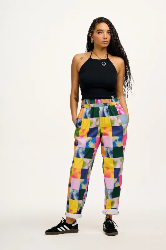 Alexa - Cotton Trousers in Tamiko Patchwork Print sold by Lucy & Yak