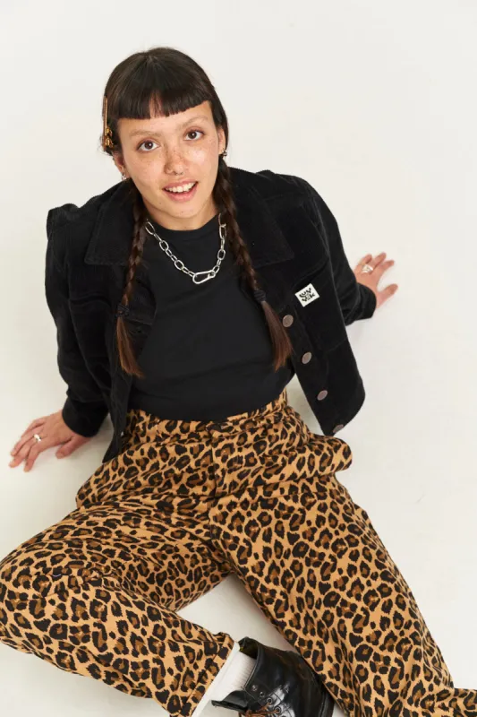 Addison - Cotton Jeans in Leopard Print sold by Lucy & Yak