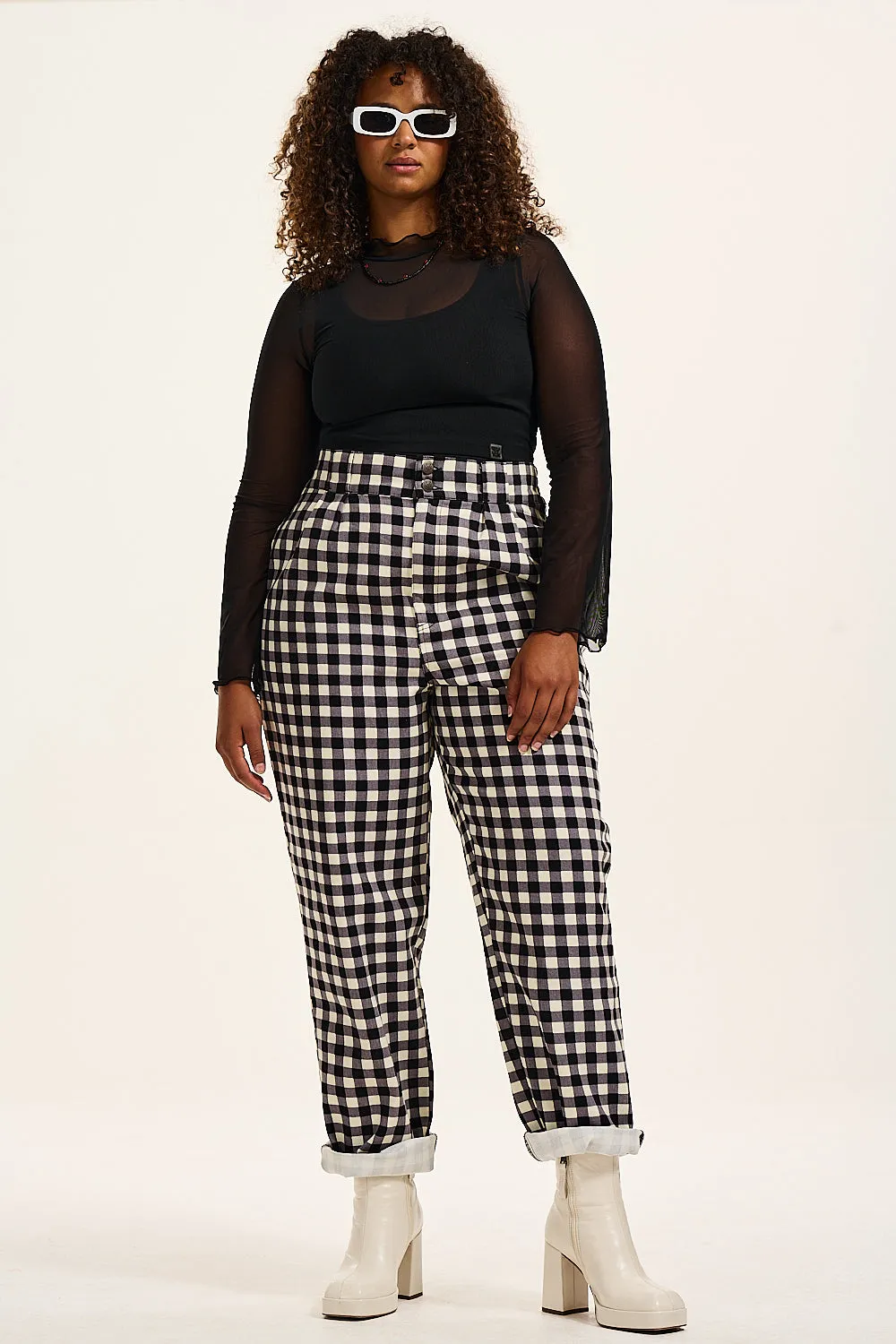 Addison - Tapered Twill Jeans in Gingham-Lou Print sold by Lucy & Yak product image thumbnail 5