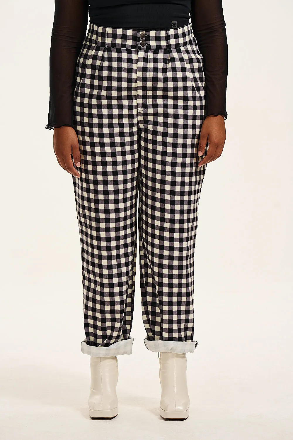 Addison - Tapered Twill Jeans in Gingham-Lou Print sold by Lucy & Yak product image thumbnail 2