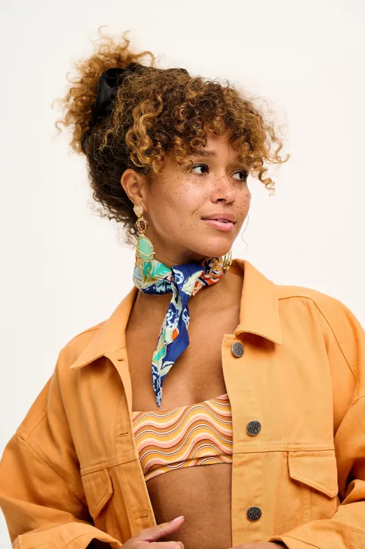 Headscarf in Blue Maria Print sold by Lucy & Yak