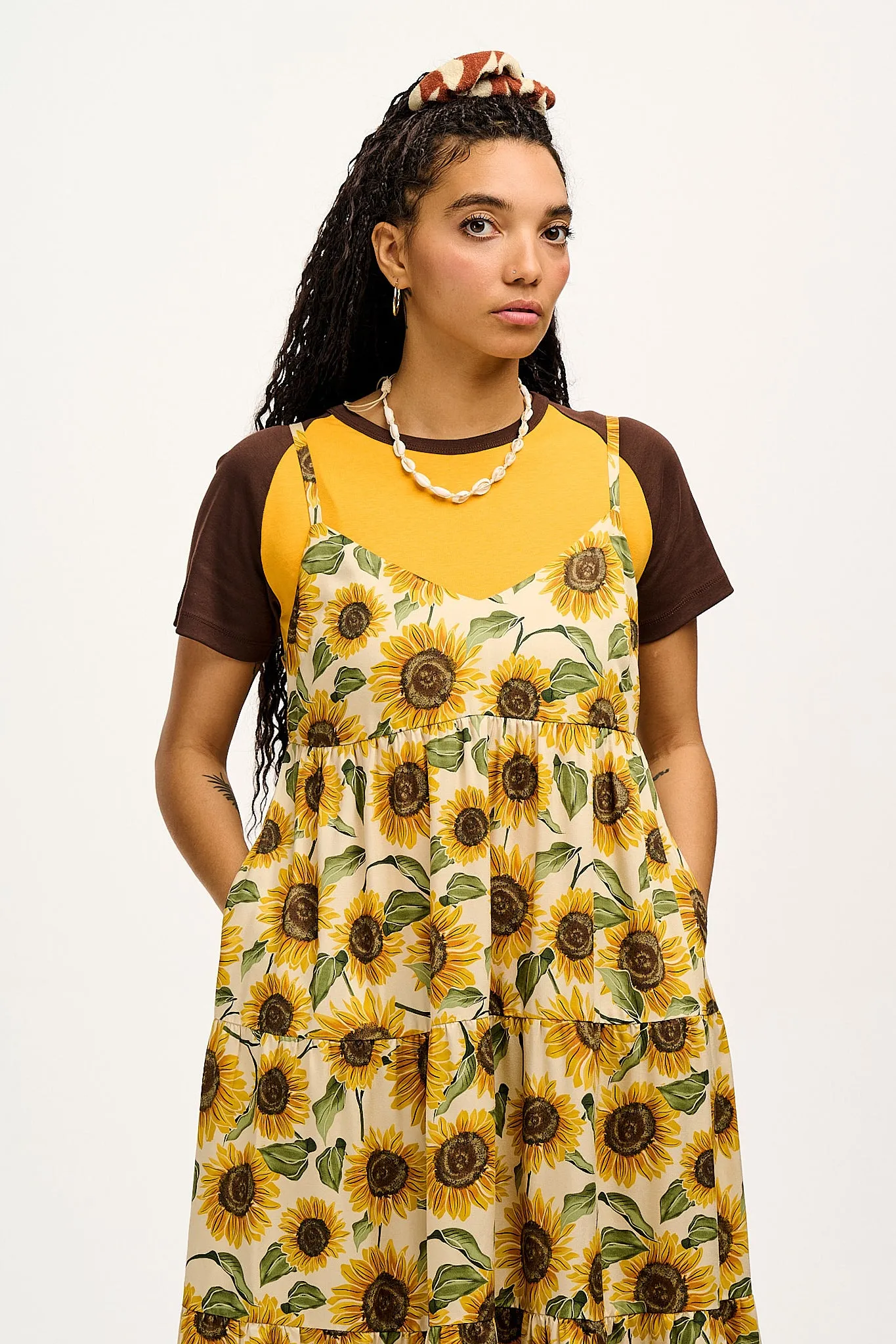 Mable - Maxi Dress in Cream Sunflower Print sold by Lucy & Yak product image thumbnail 3