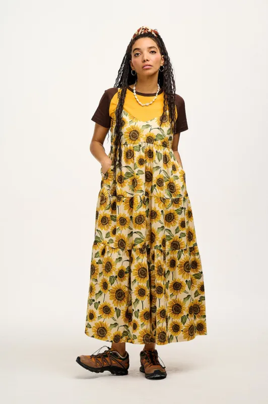 Mable - Maxi Dress in Cream Sunflower Print sold by Lucy & Yak