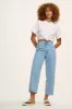 Drew - Cropped Straight Leg Denim Jeans in Light Wash Blue sold by Lucy & Yak