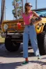 Drew - Cropped Straight Leg Denim Jeans in Light Wash Blue sold by Lucy & Yak