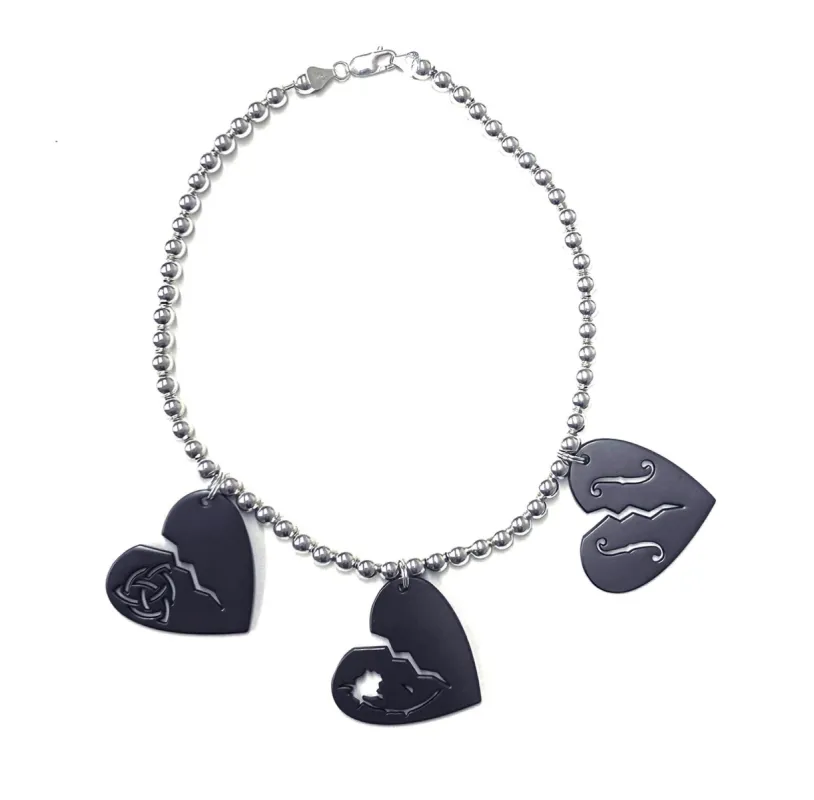 Triple Heart Necklace Black sold by Sinead O’Dwyer