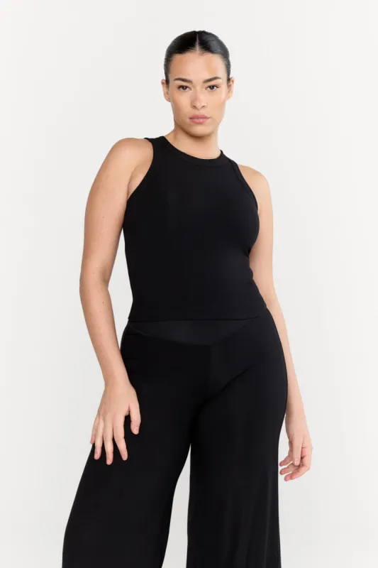365 Sculpting Lounge Racer Tank - Shadow Black sold by TALA