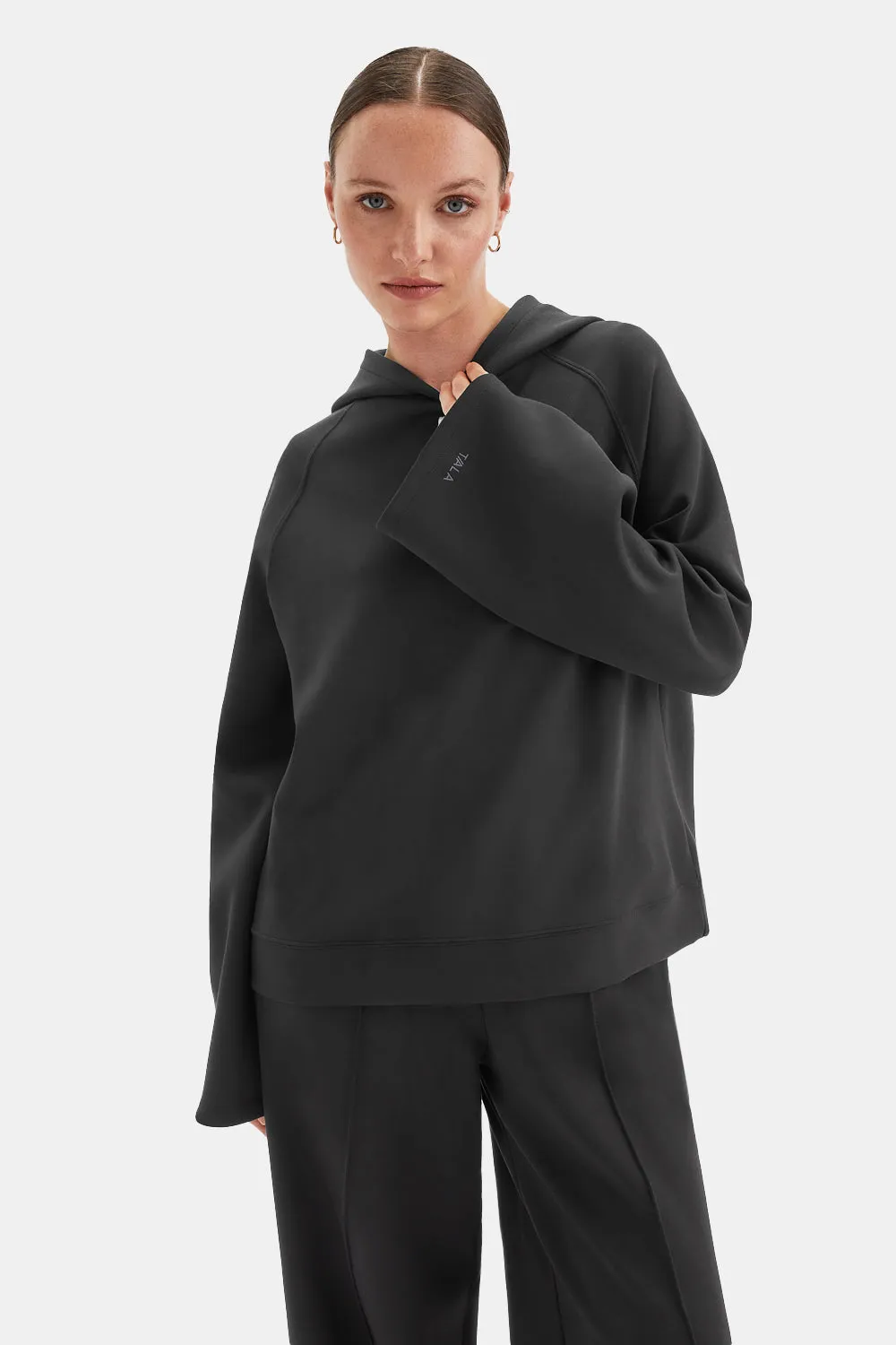 SoftSmart Flared Sleeve Hoodie - Black sold by TALA