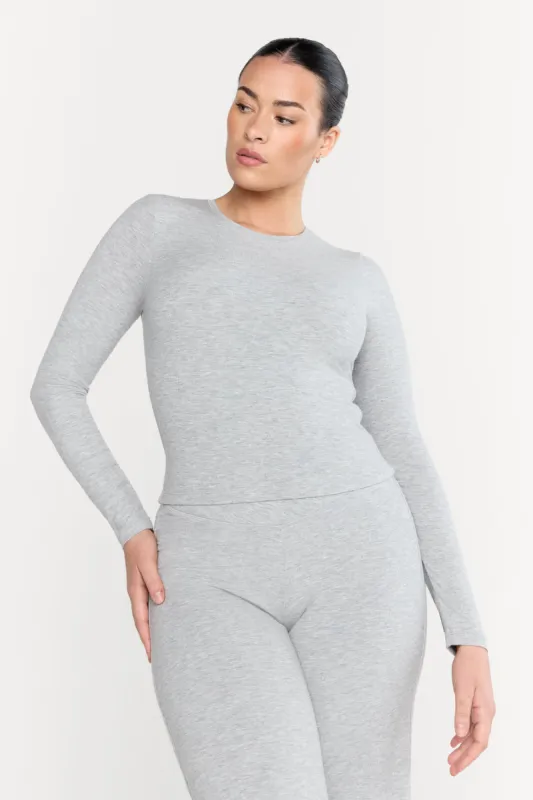 365 SCULPTING LOUNGE LONG SLEEVE TOP - GREY MARL sold by TALA