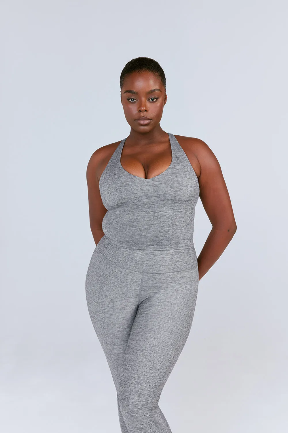 SkinLuxe Built-In Support Strappy Back Cami Top - Dark Grey Marl sold by TALA