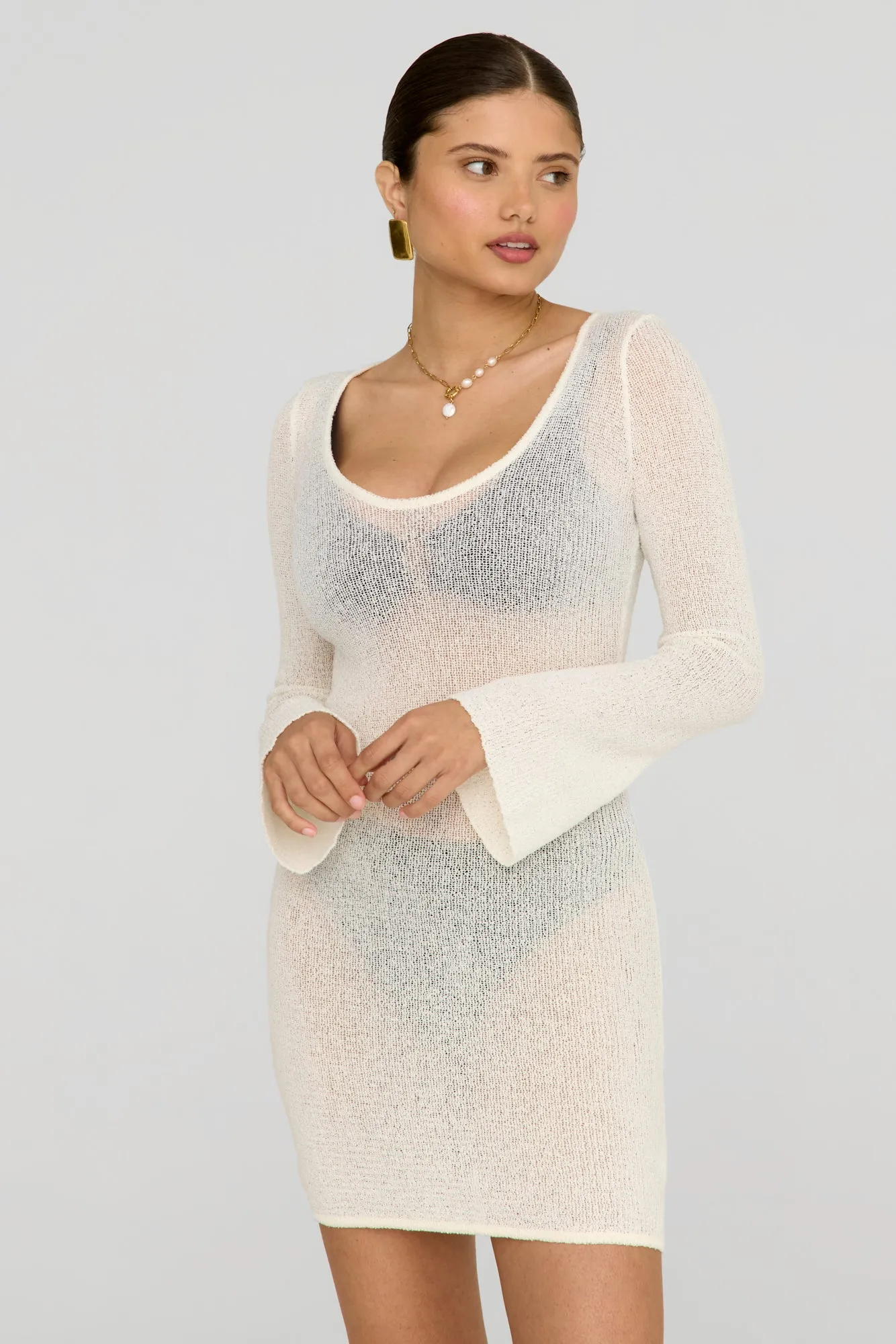 PEARL MULTIWAY RESORT KNIT MINI DRESS - COCONUT MILK sold by TALA product image thumbnail 2