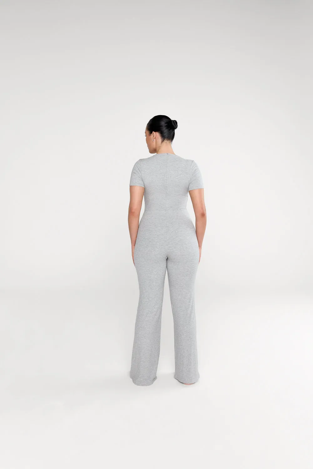 365 Sculpting Lounge Short Sleeve Wide Leg Jumpsuit - Grey Marl sold by TALA product image thumbnail 5