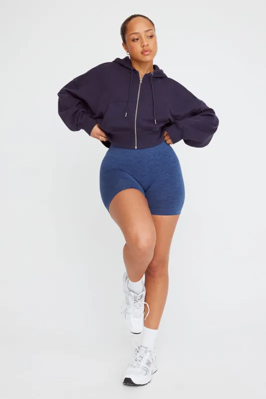 CROPPED ZIP THROUGH HOODIE - NAVY sold by TALA