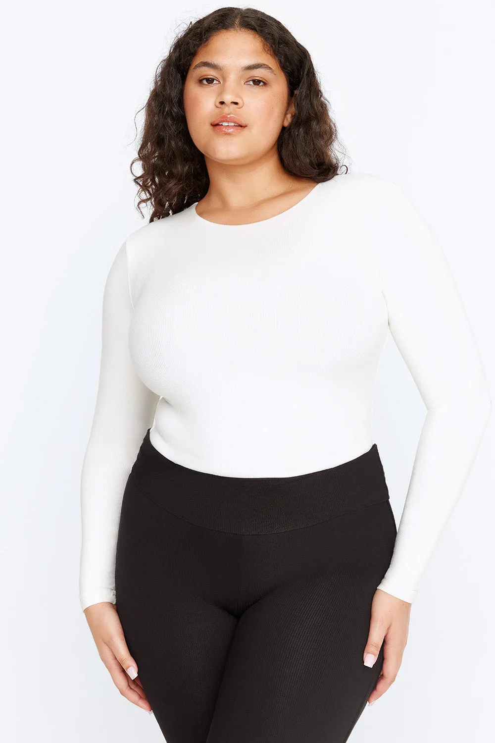 365 SCULPTING LOUNGE LONG SLEEVE BODYSUIT - COCONUT MILK sold by TALA