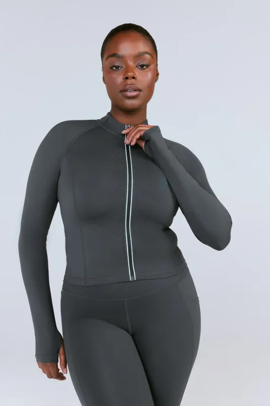 SKINLUXE ZIP THROUGH RUNNING TOP - DEEP TEAL sold by TALA