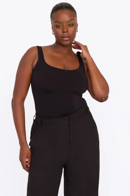 365 Second Skin Scoop Neck Bodysuit - Shadow Black sold by TALA
