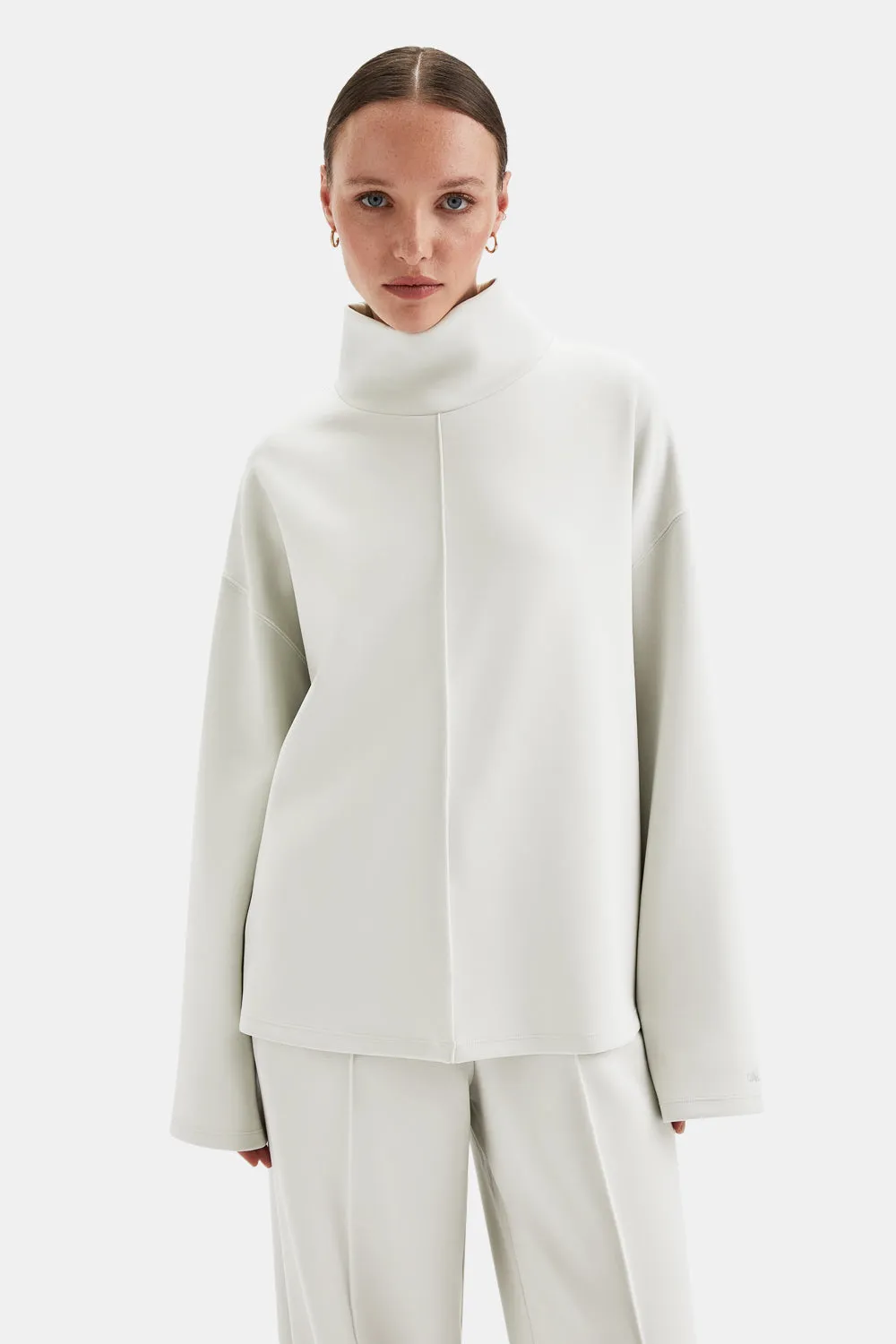 SoftSmart Funnel Neck Sweatshirt - Ecru sold by TALA