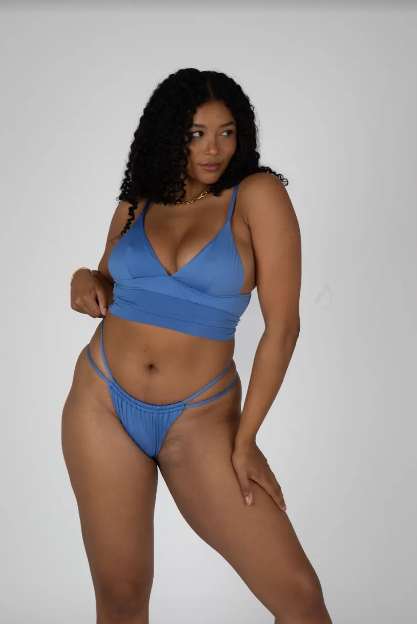 SIENNA HIGH LEG RUCHED BIKINI BOTTOM - AZURE BLUE sold by TALA product image thumbnail 4