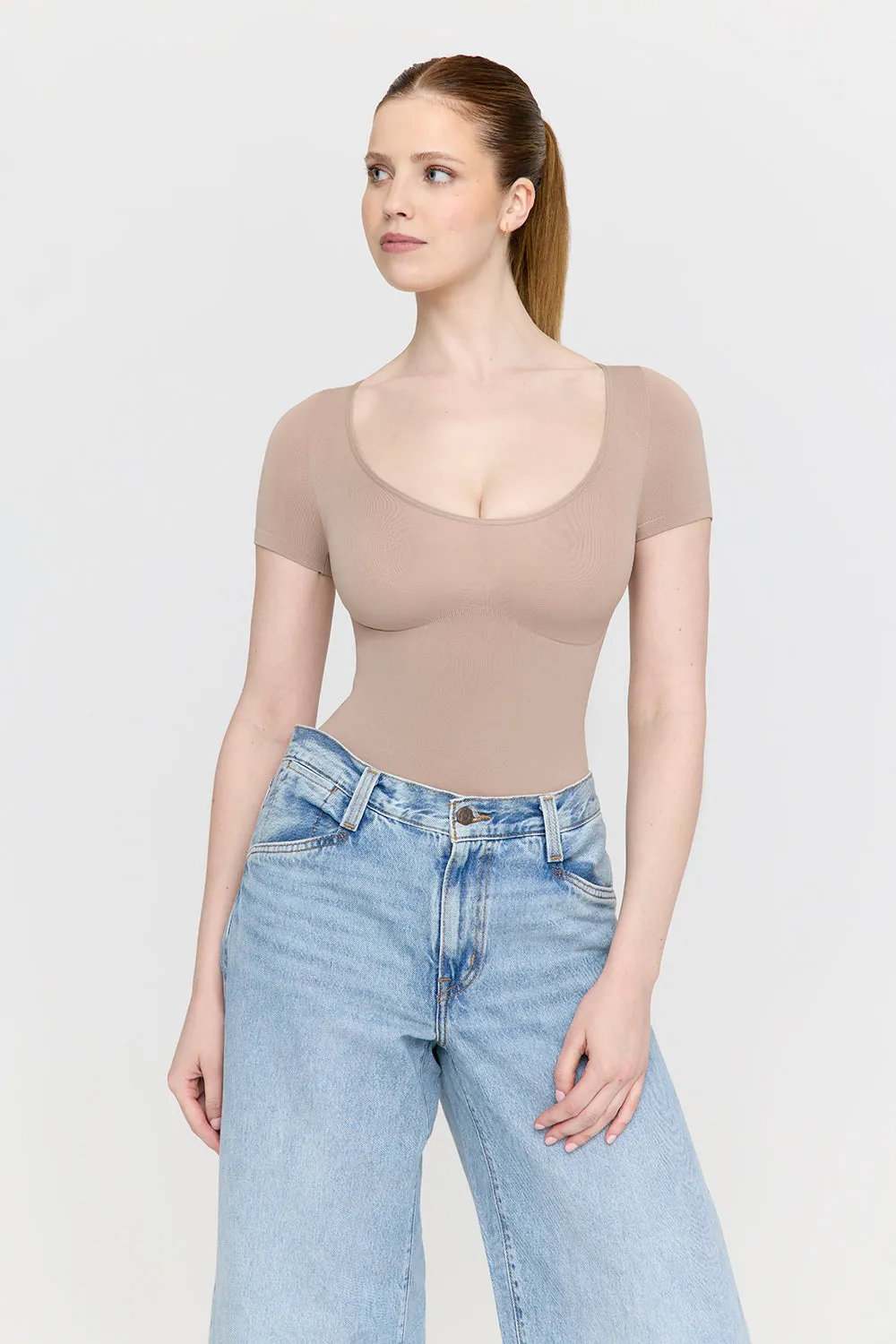 365 Contour Short Sleeve Bodysuit - Cappuccino sold by TALA product image thumbnail 5