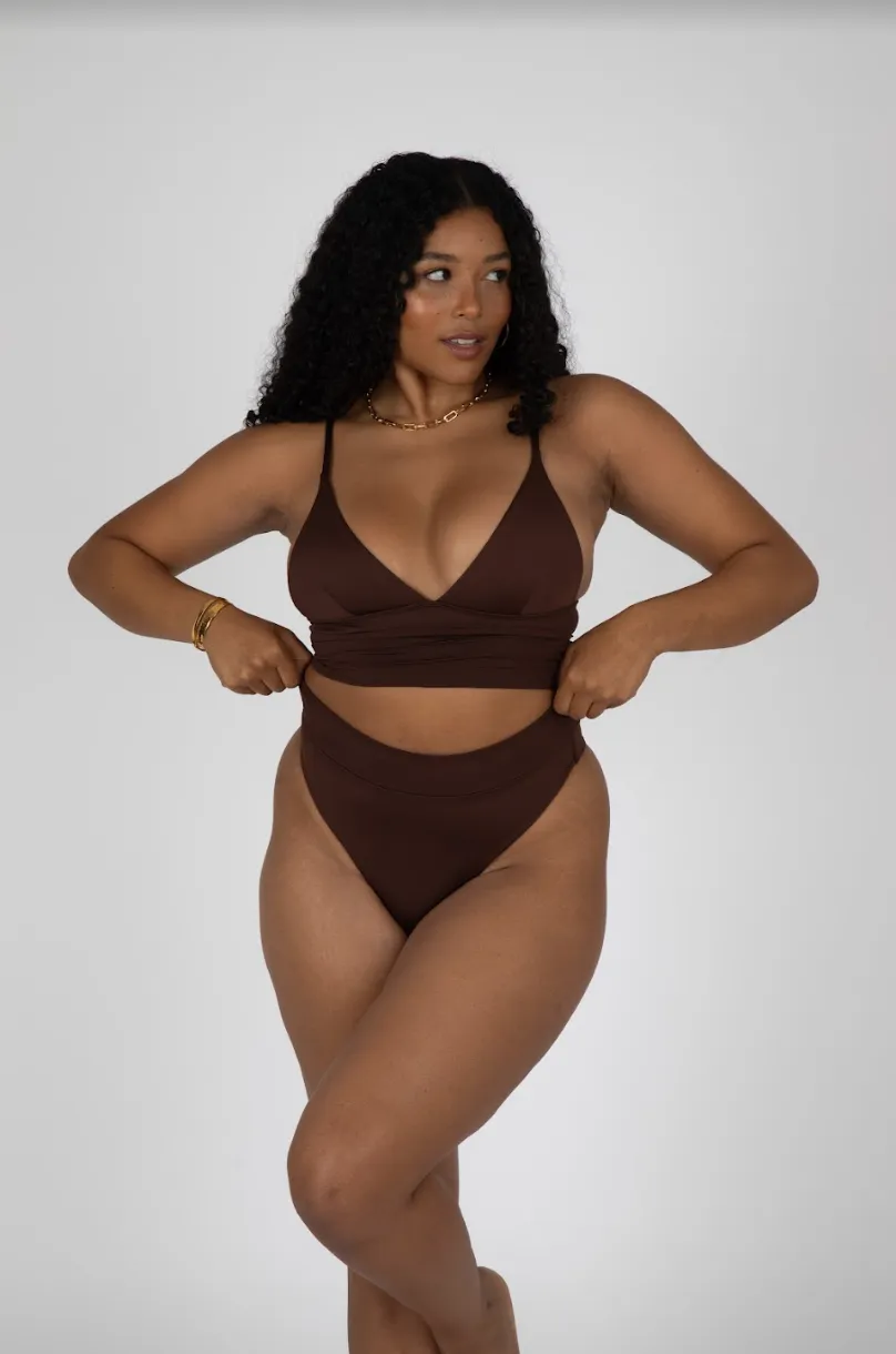 SANTORINI TRIANGLE BIKINI TOP - COCOA BROWN sold by TALA