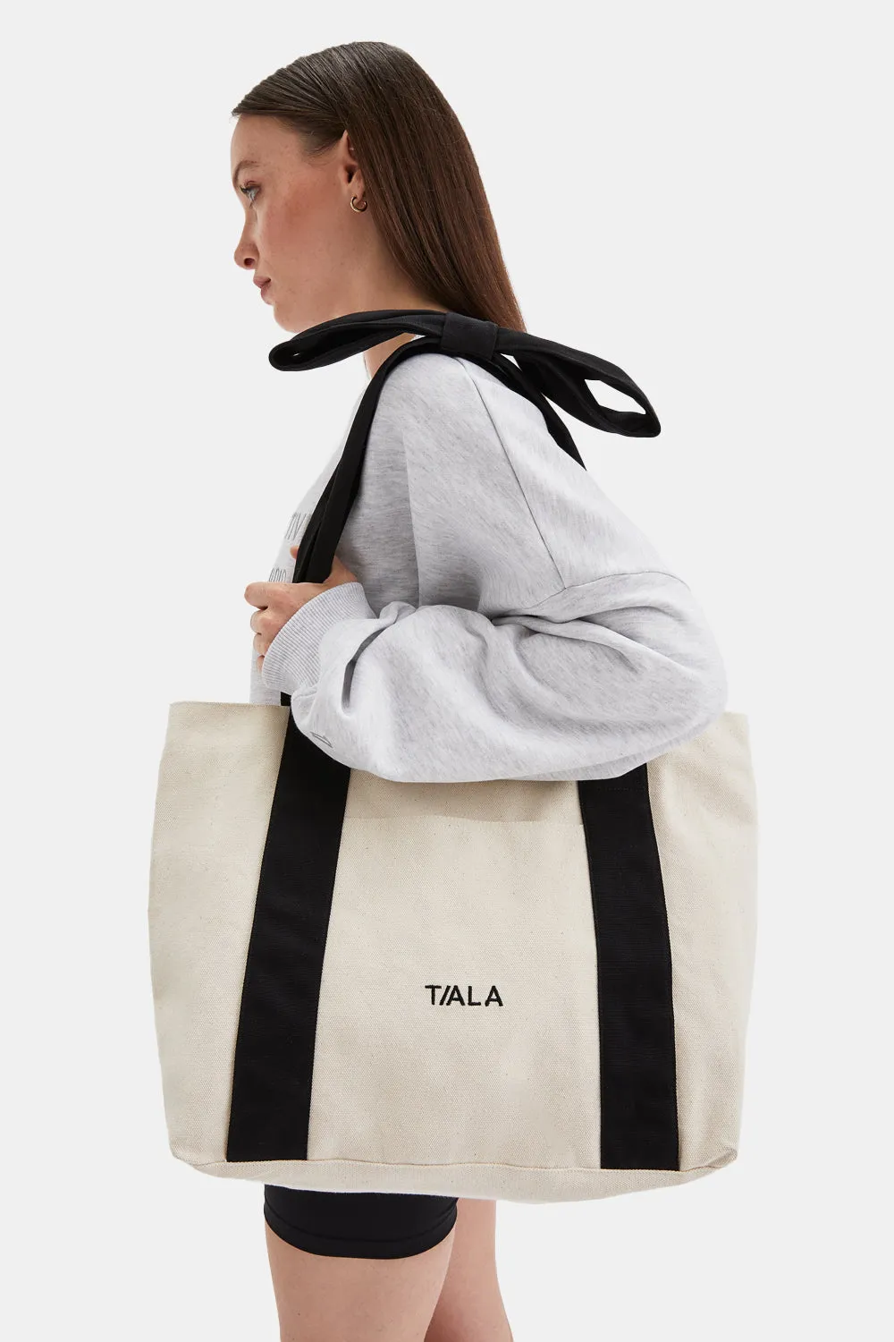 TALA BOW HANDLE TOTE BAG - NEUTRAL sold by TALA product image thumbnail 2
