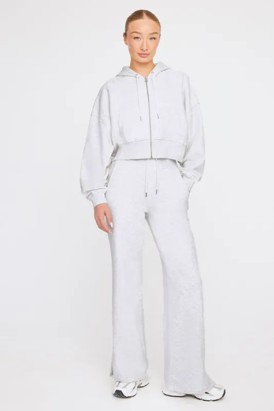 CROPPED ZIP THROUGH HOODIE - GREY MARL sold by TALA