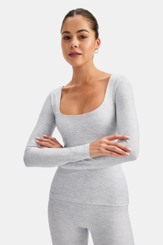 DayFlex Scoop Neck Top - Grey Marl sold by TALA