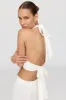 Algarve Linen Blend Multiway Halter Crop Top - Coconut Milk sold by TALA