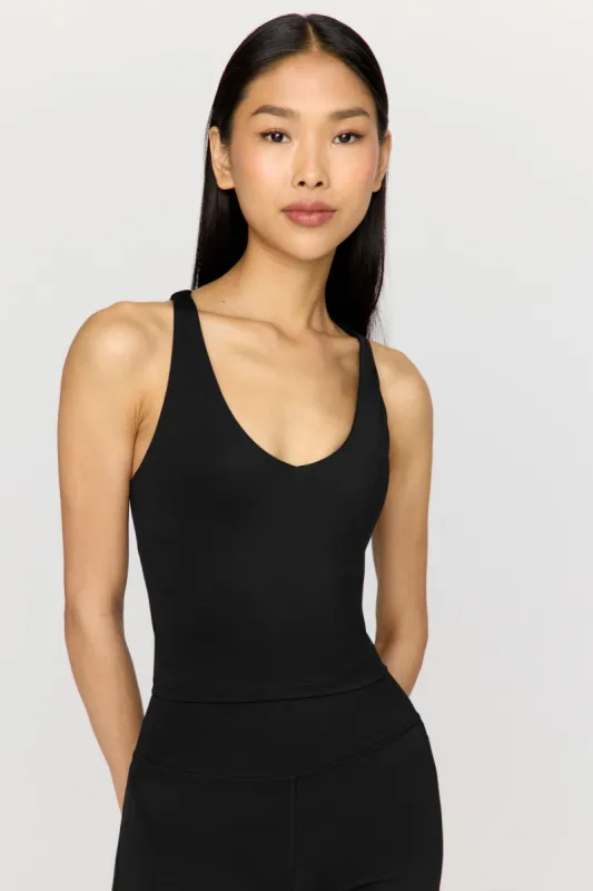SkinLuxe Built-In Support Strappy Back Cami Top - Shadow Black sold by TALA