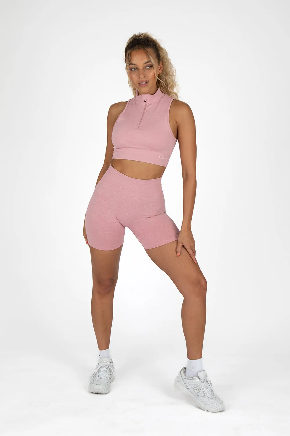 SCULPT SEAMLESS ZAHARA SPORTS BRA - BLUSH PINK MARL sold by TALA