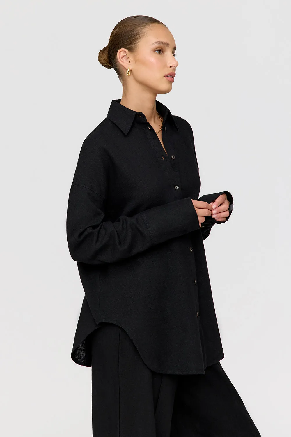 The Essential Linen Shirt - Shadow Black sold by TALA product image thumbnail 5