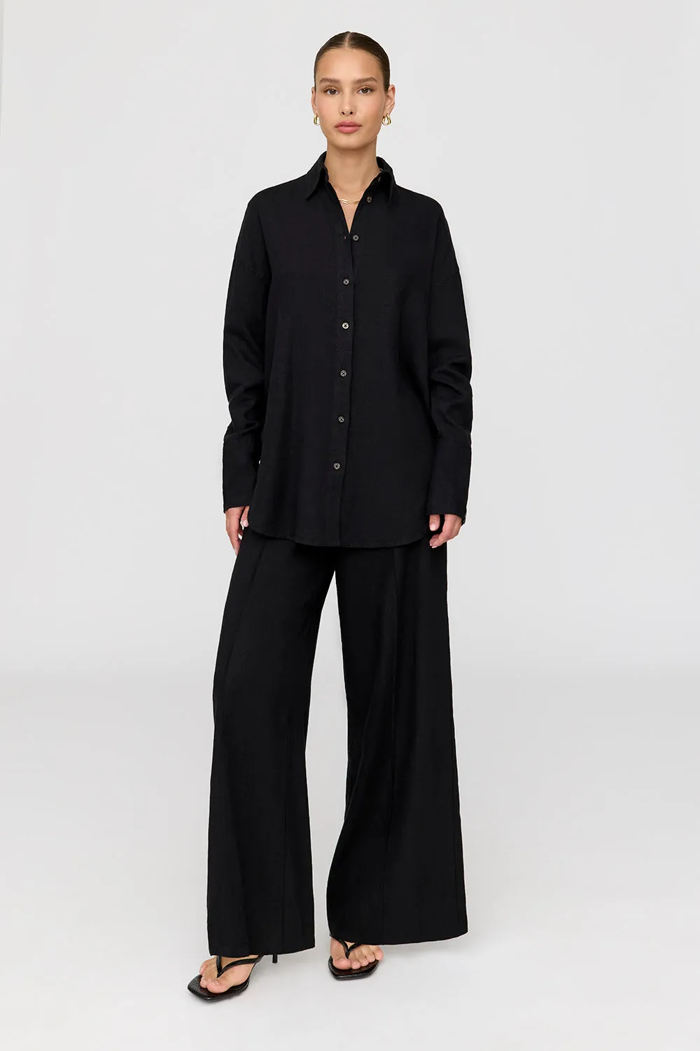 The Essential Linen Shirt - Shadow Black sold by TALA