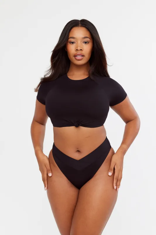 MALIBU CROP SWIM TEE - BLACK sold by TALA