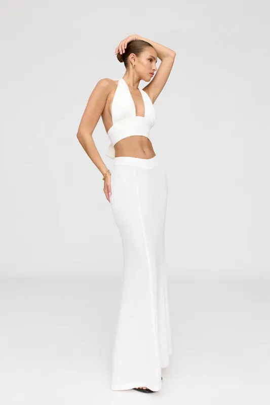 Milos Linen Blend V Waist Maxi Skirt - Coconut Milk sold by TALA