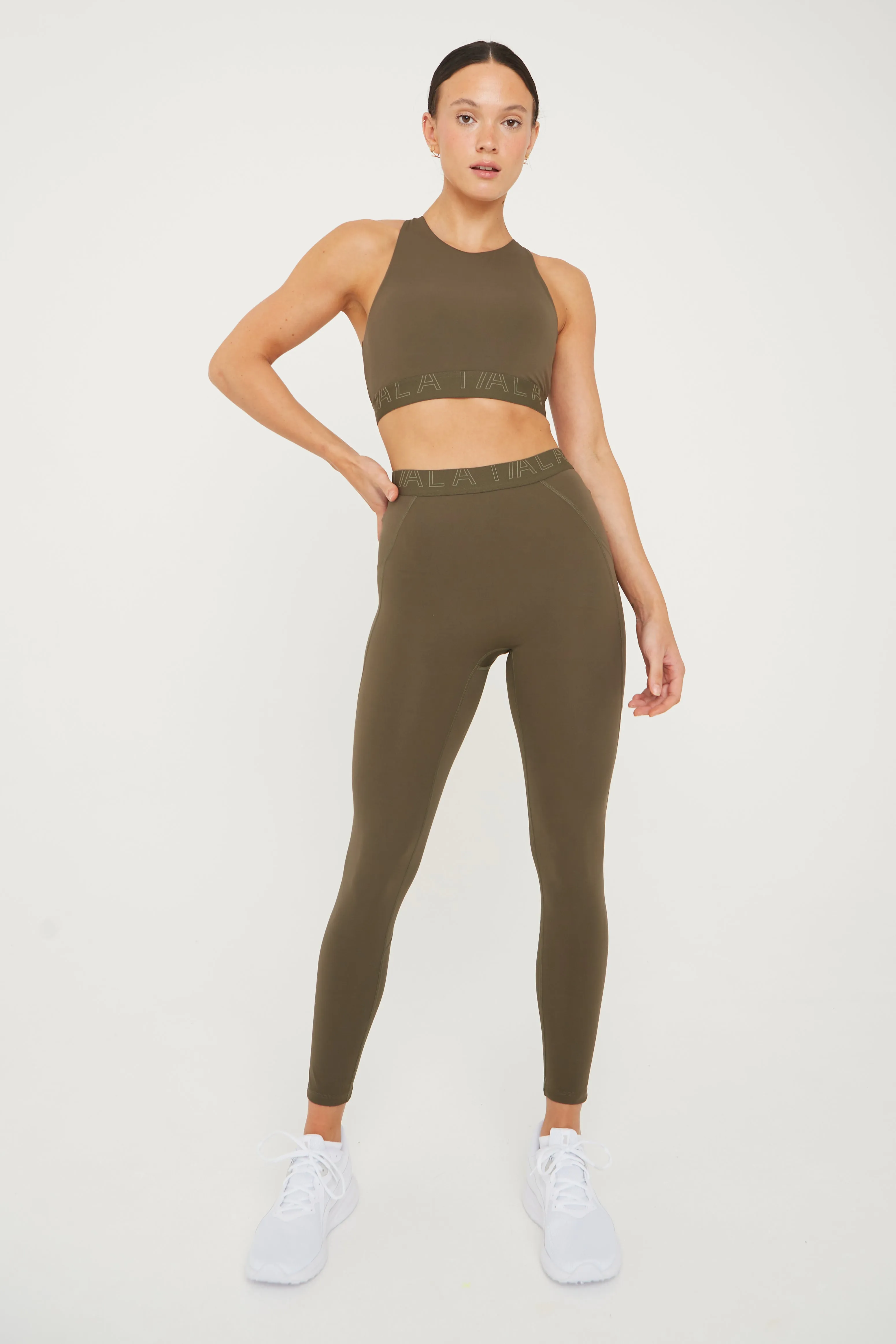 FORMTECH SIDE POCKET RUNNING LEGGING- KHAKI sold by TALA
