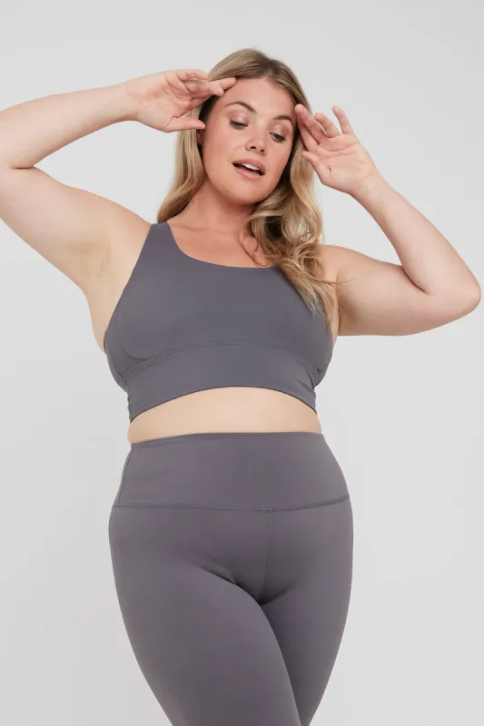 SKINLUXE LONGLINE TANK SPORTS BRA - TORNADA GREY sold by TALA