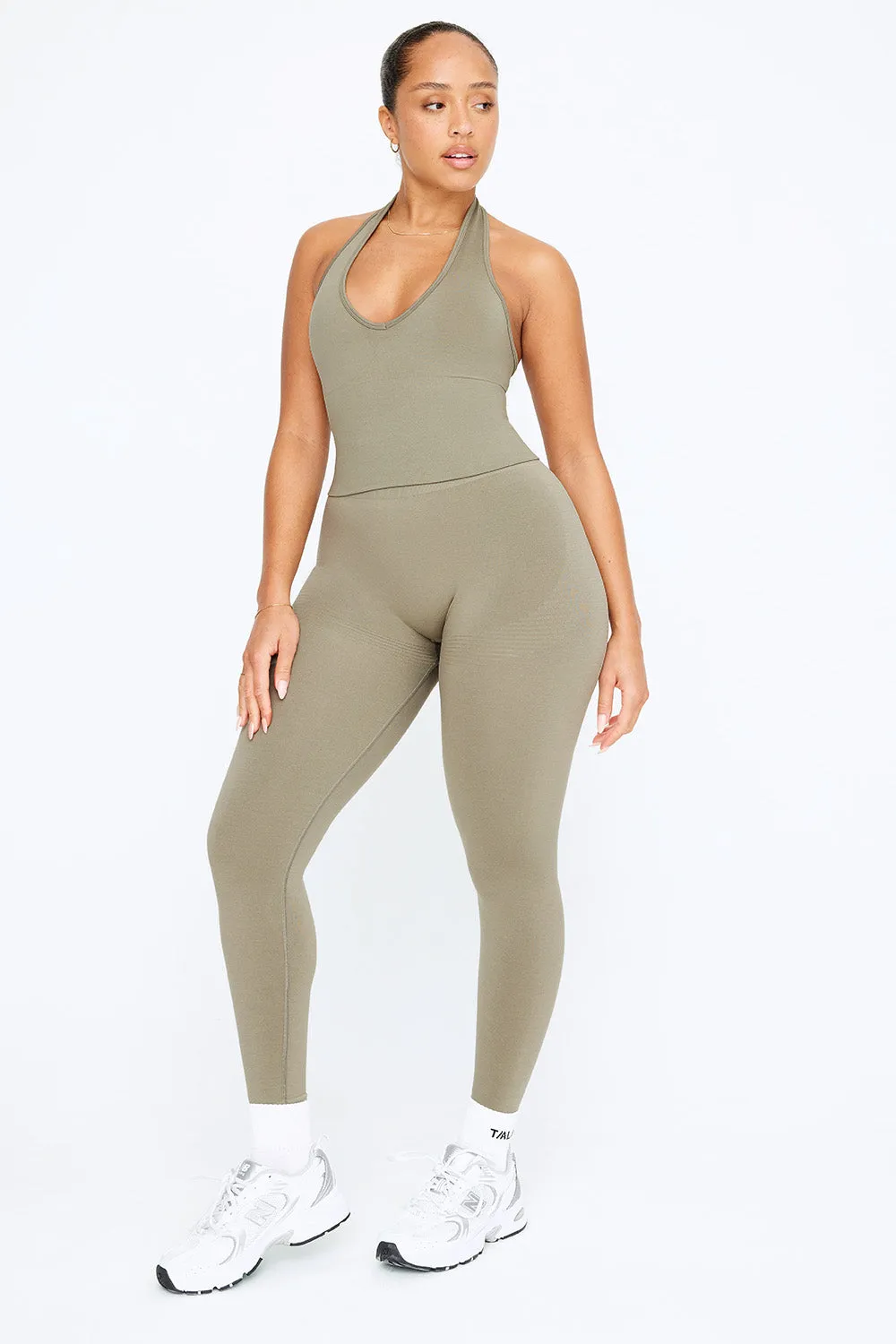 SCULPT SEAMLESS HALTER TANK - OLIVE MARL sold by TALA product image thumbnail 4