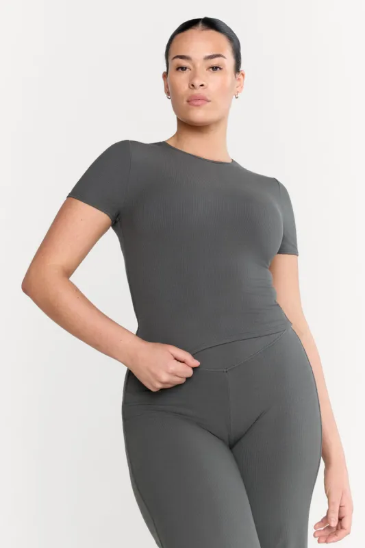 365 SCULPTING LOUNGE SHORT SLEEVE T-SHIRT - DARK OLIVE sold by TALA