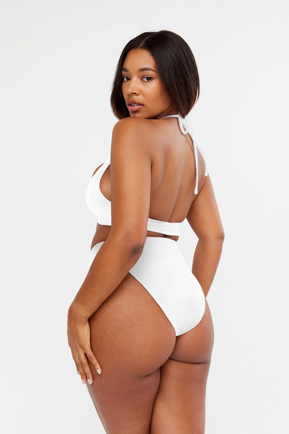 AMALFI WRAP DETAIL HALTER BIKINI TOP - WHITE sold by TALA product image thumbnail 2