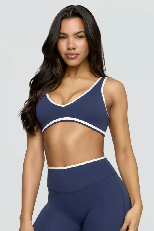 DayFlex Plunge Neck Push-Up Sports Bra - Navy And Buttermilk sold by TALA